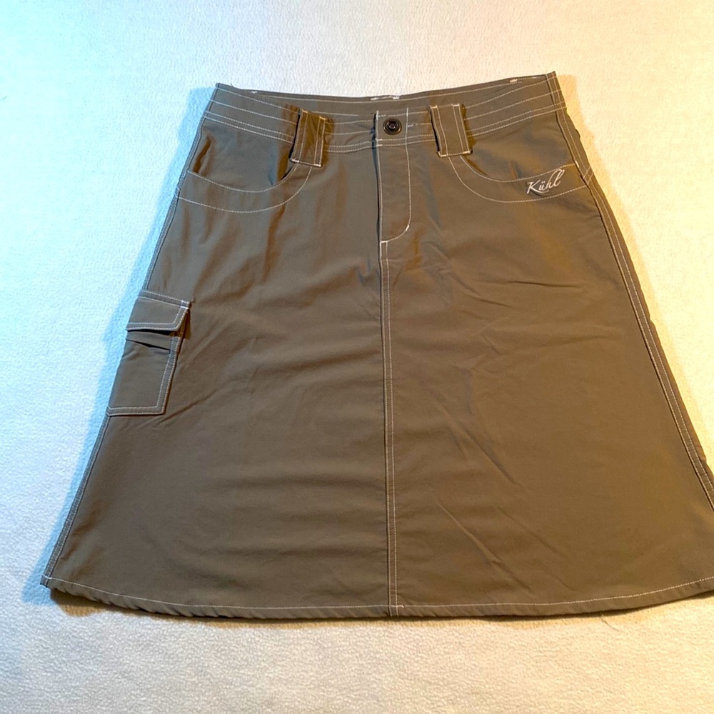 Kuhn Stretch A-line skirt olive woman’s eight outdoor hiking skirt